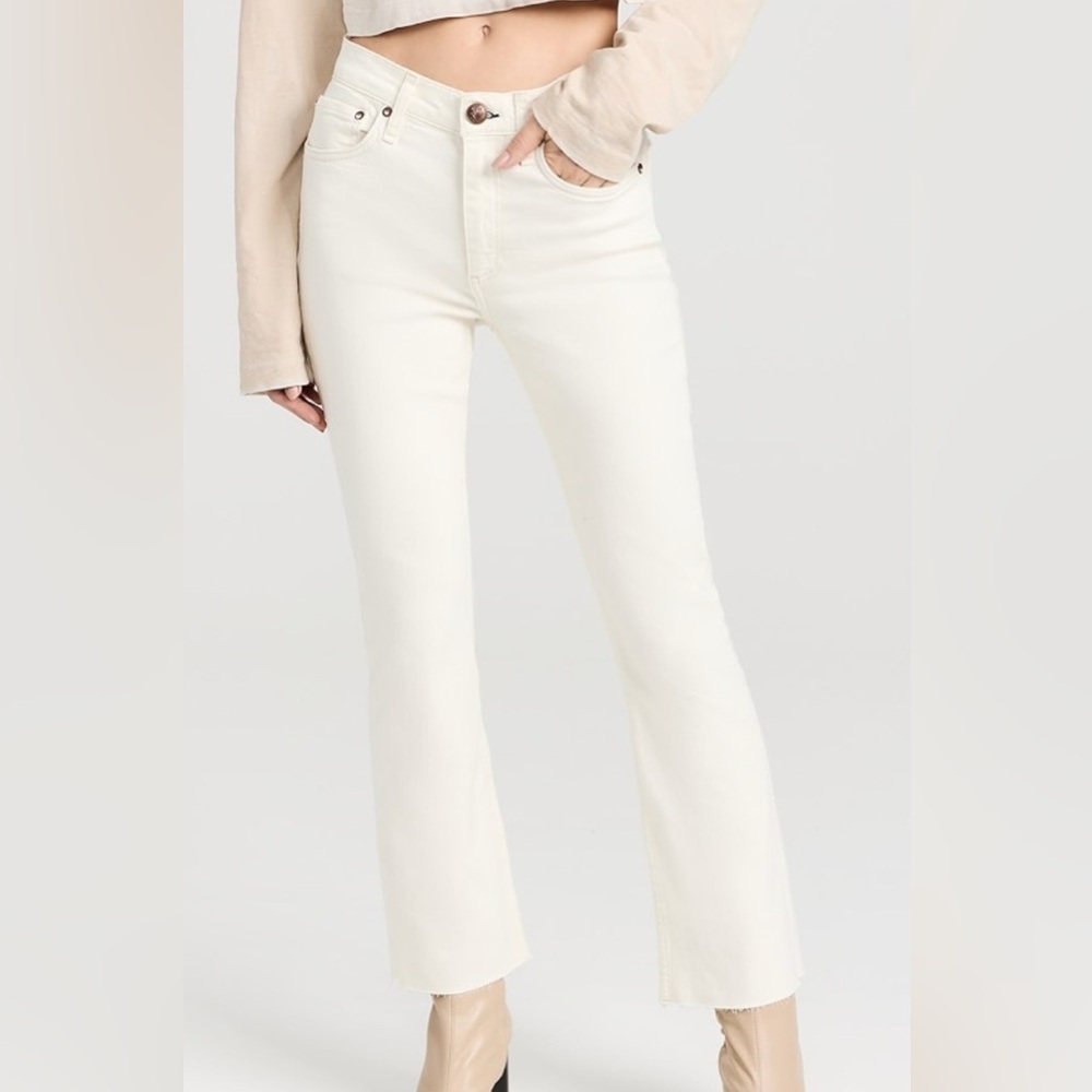 L’AGENCE MARJORIE MID RISE IN OAT OFF-WHITE STRAIGHT LEG JEANS WOMENS SZ 29